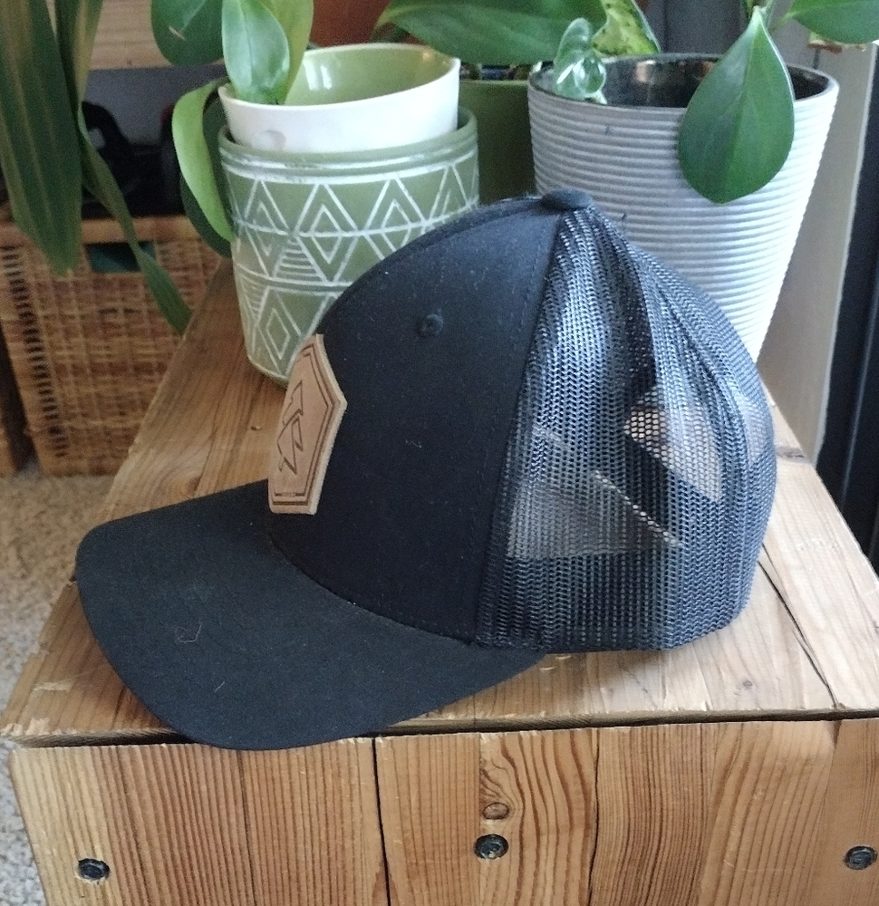Black Trucker Hat with Tree Logo - Picture 3 of 5